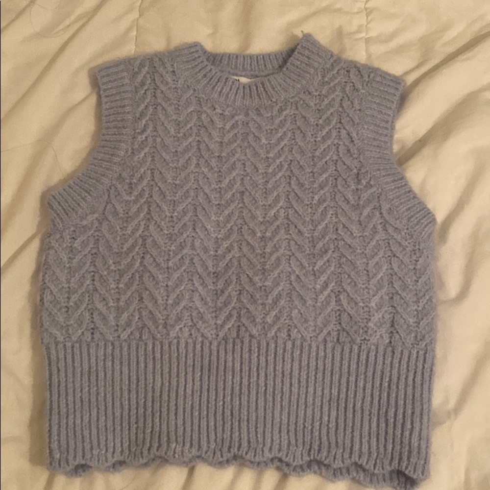 Zara light blue sweater vest NWOT
